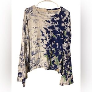 Akemi + Kin Abstract Artsy Tee Top Womens Large Asymmetric Pullover Punk Grunge